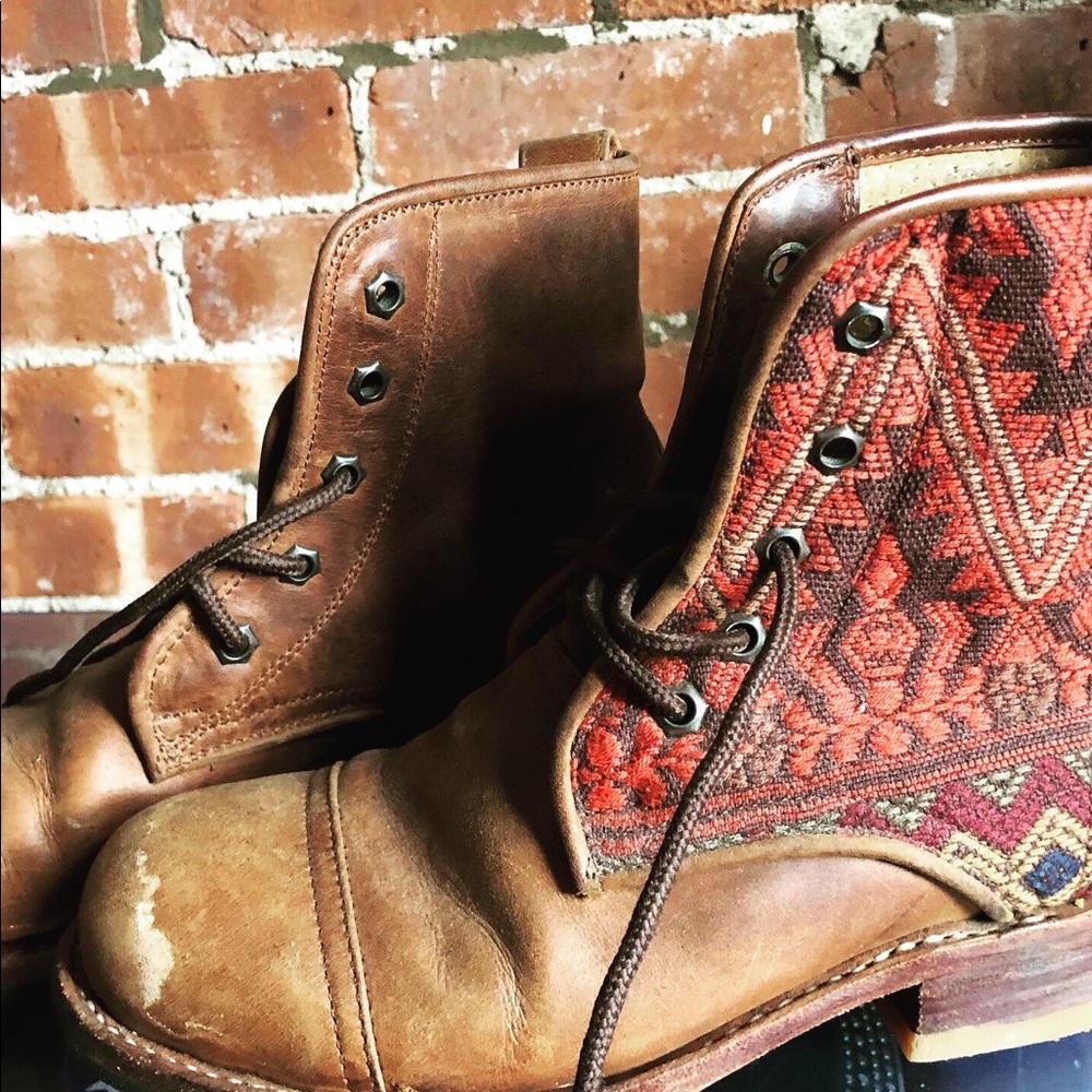 Handmade leather and embroidered boots from Peru
